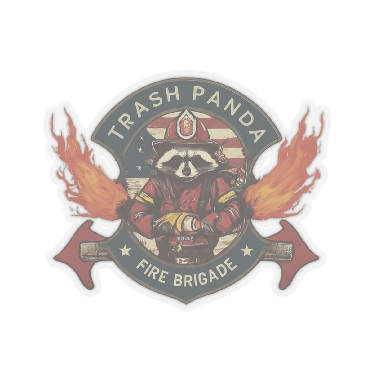 TRASH PANDA FIRE BRIGADE HELMET STICKER 2X2"